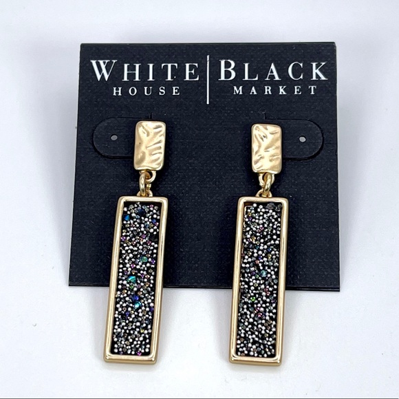 White House Black Market Gold Bar Drop Earrings - Picture 2 of 3